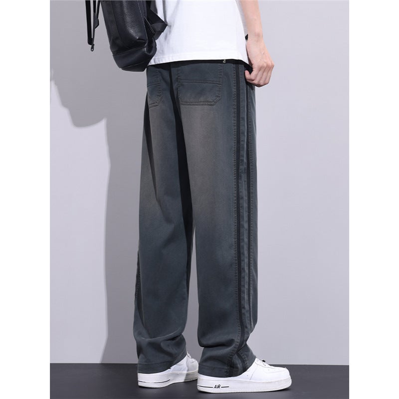 American Tencel Casual Pants Men'S Summer Loose Straight Dirty Jeans New Ice Silk Ice Oxygen Sports Pants - Image 3